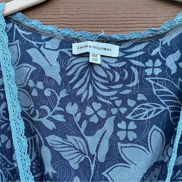 Karma Highway Blue Purple Floral Slip Open Front Maxi Viscose Boho Dress Onesize - Picture 3 of 5